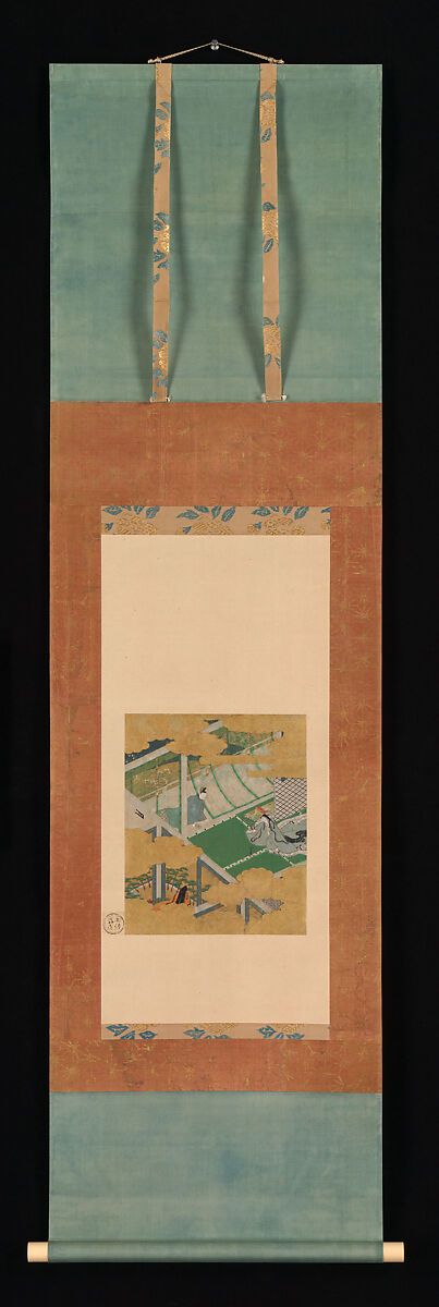 “Mistflowers”, Tosa Mitsuyoshi (Japanese, 1539–1613), Album leaf mounted as a hanging
 scroll; ink, color and gold on paper, Japan