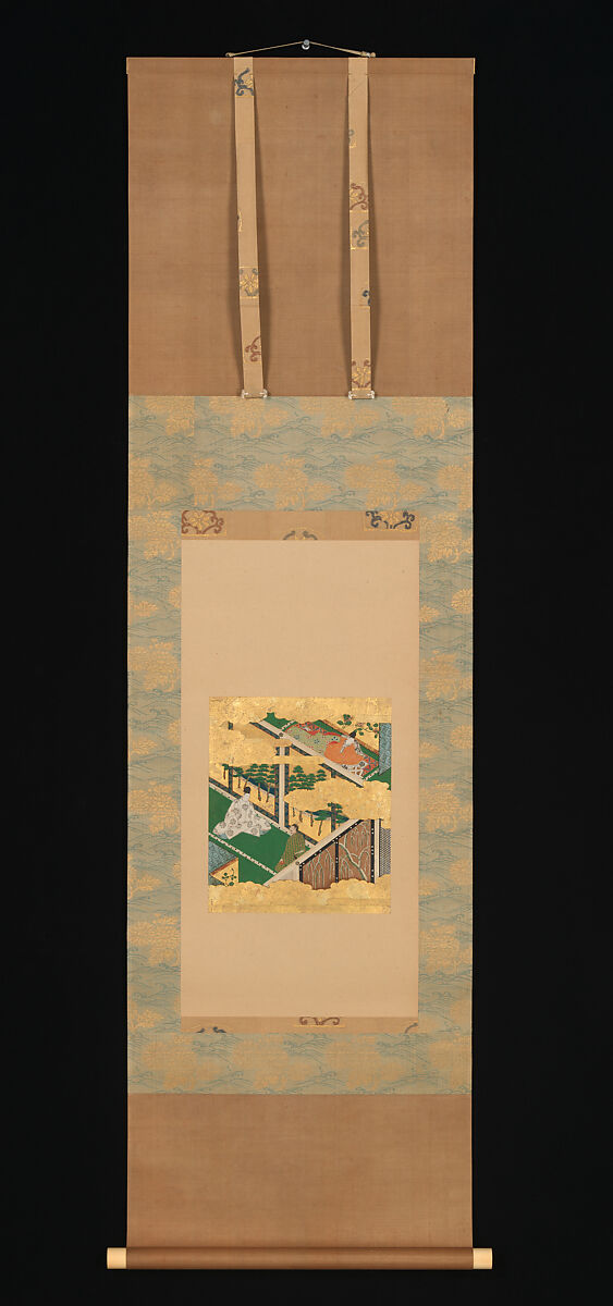 “The Oak Tree”, Tosa Mitsuyoshi (Japanese, 1539–1613), Album leaf mounted as a hanging scroll; ink, color and gold on paper, Japan