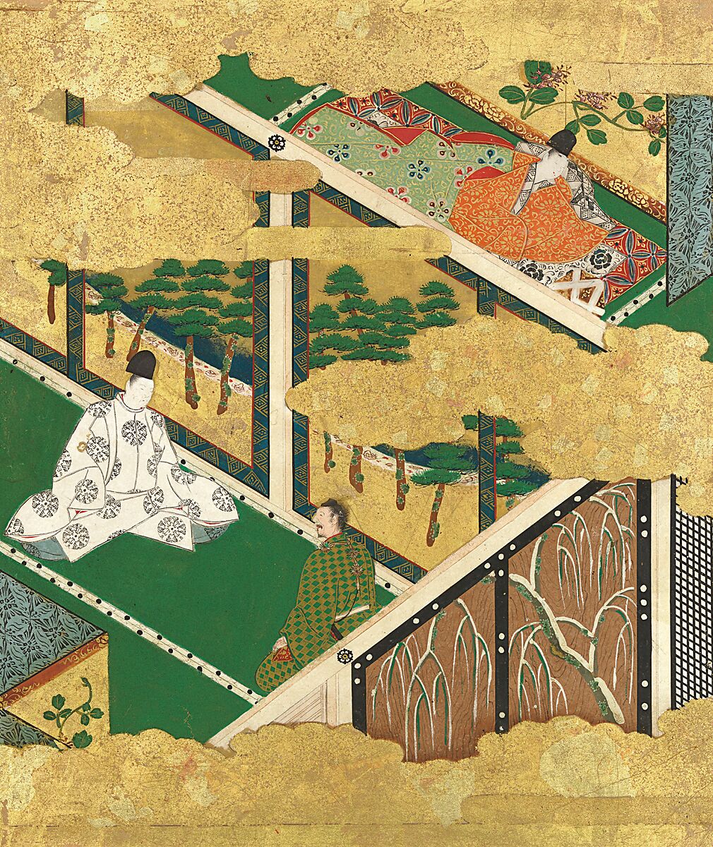 “The Oak Tree”, Tosa Mitsuyoshi  Japanese, Album leaf mounted as a hanging scroll; ink, color and gold on paper, Japan