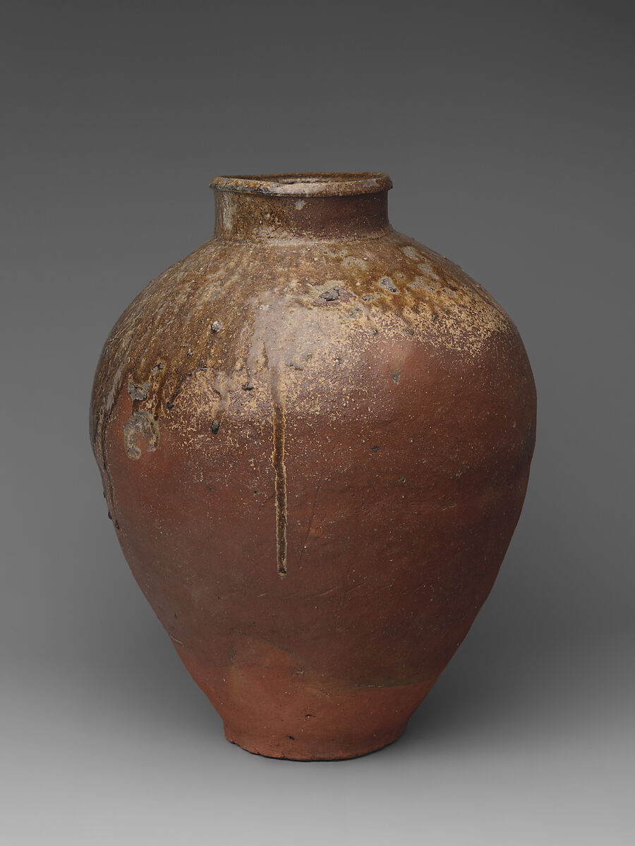 Large Storage Jar (Ōtsubo), Stoneware with natural ash glaze (Tokoname ware), Japan