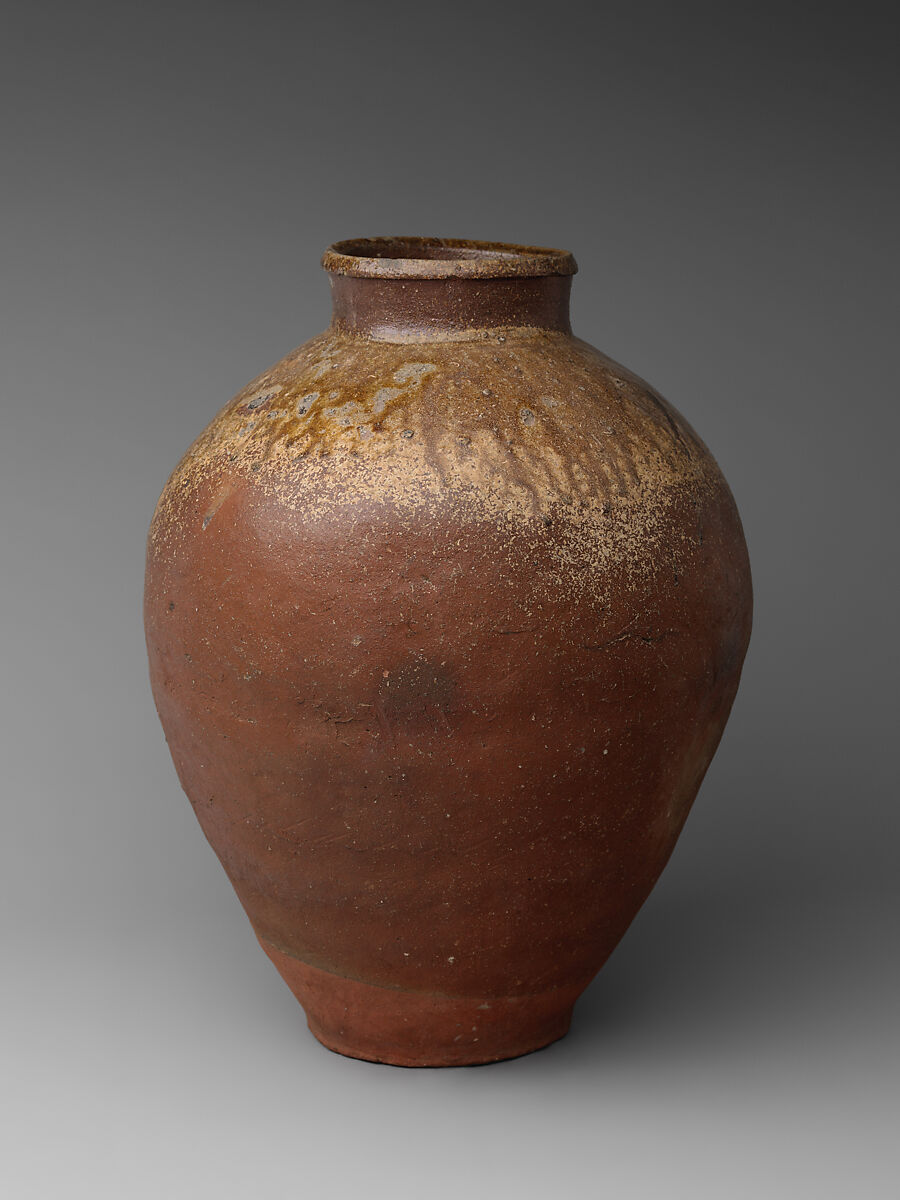 Large Storage Jar (Ōtsubo), Stoneware with natural ash glaze (Tokoname ware), Japan