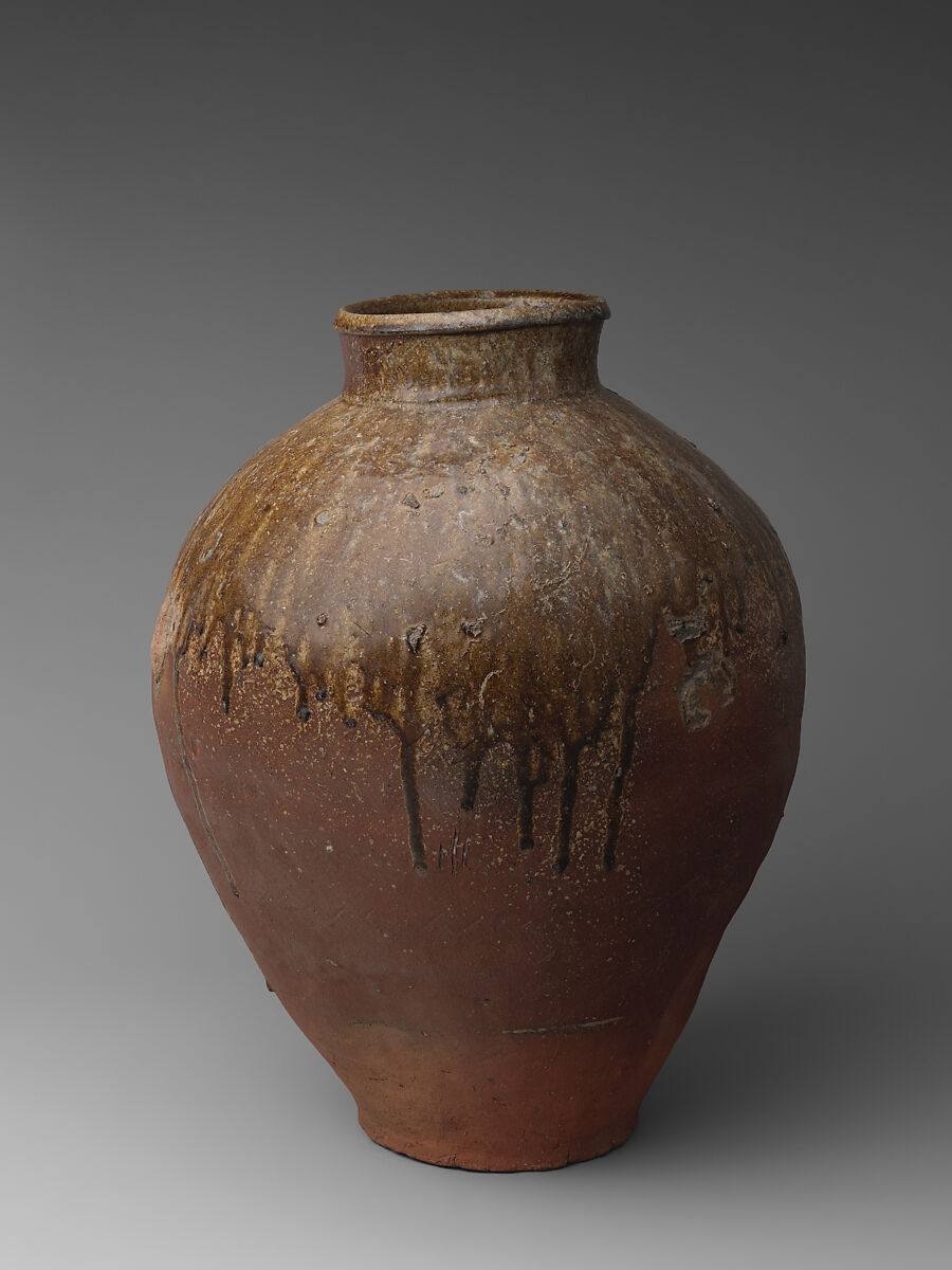 Large Storage Jar (Ōtsubo), Stoneware with natural ash glaze (Tokoname ware), Japan
