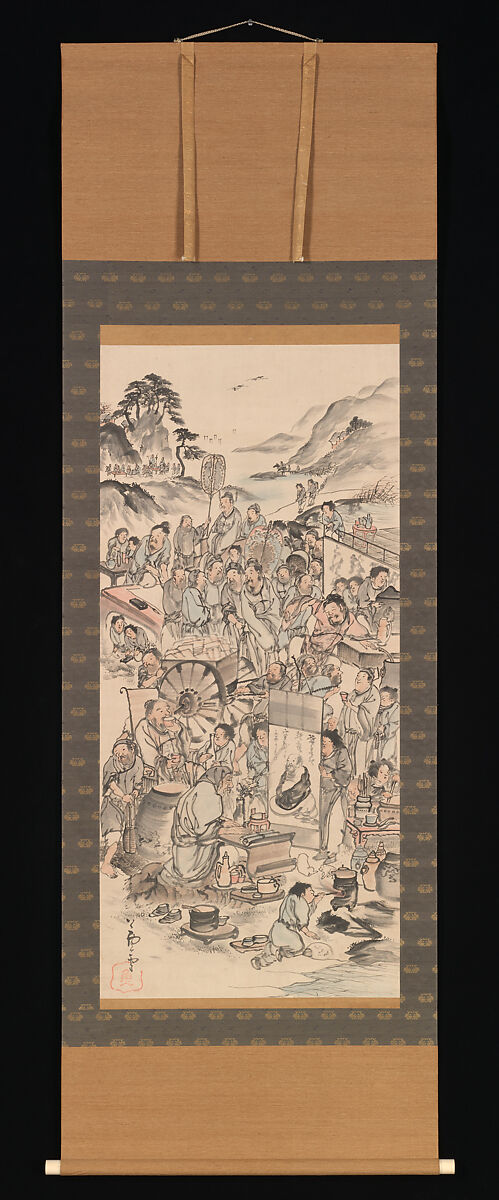 Drinking Festival of the Eight Immortals of the Wine Cup, Follower of Nagasawa Rosetsu (Japanese, 1754–1799), Hanging scroll; ink and color on paper, Japan