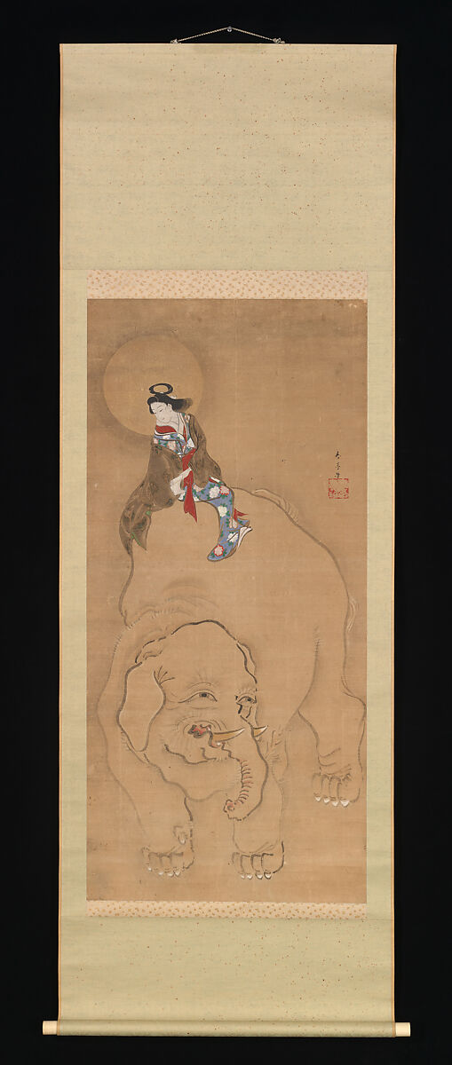 Eguchi no Kimi, Katsukawa Shuntei (Japanese, 1770–1820), Hanging scroll; ink, color and gold on paper, Japan