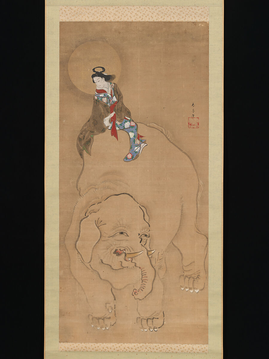 Eguchi no Kimi, Katsukawa Shuntei (Japanese, 1770–1820), Hanging scroll; ink, color and gold on paper, Japan 
