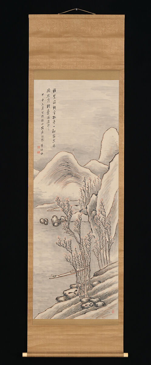 Snowy Landscape, Takahashi Sōhei (Japanese, 1804–1835), Hanging scroll; ink and color on paper, Japan