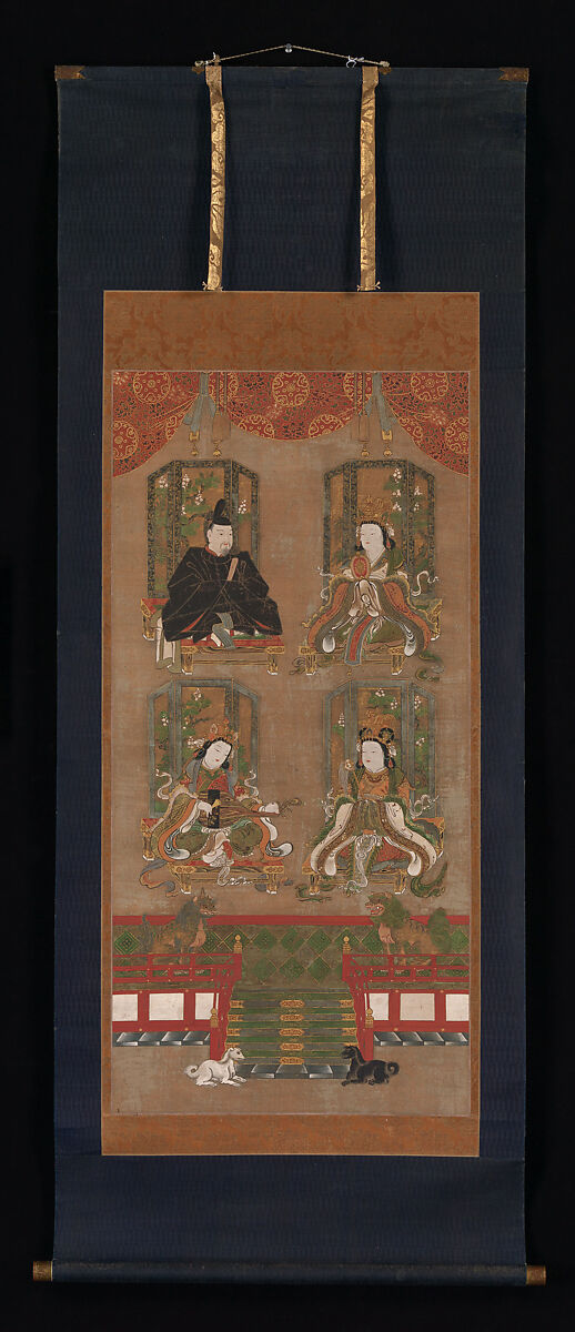 The Four Deities of Mount Kōya, Hanging scroll; ink, color and gold on silk, Japan