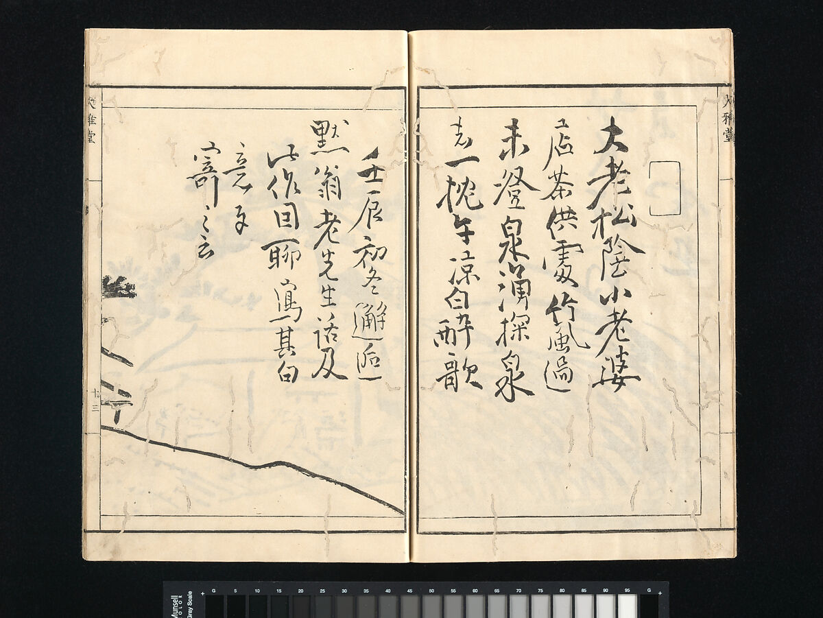 Landscapes by I Fukyū (Yi Fujiu) and Ike no Taiga (I Fukyū Ike Taiga sansui gafu), Illustrations by Kan Tenjū (Japanese, 1727–1795), Set of two woodblock-printed books; ink on paper, Japan