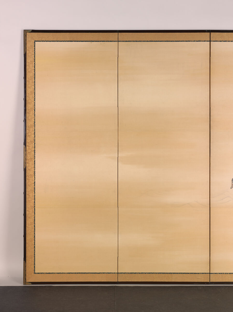 Goose and Reeds; Willows in the Moonlight, Maruyama Ōkyo 円山応挙 (Japanese, 1733–1795), Pair of six-panel folding screens; ink, color and gold on paper, Japan