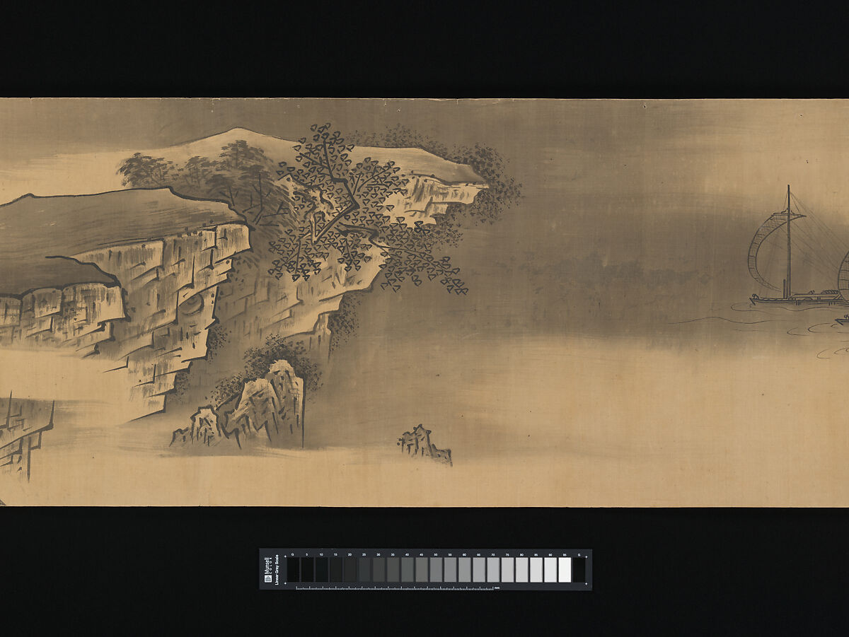 Landscape, Unkoku Tōban (Japanese, 1633–1724), Handscroll; ink on silk, Japan
