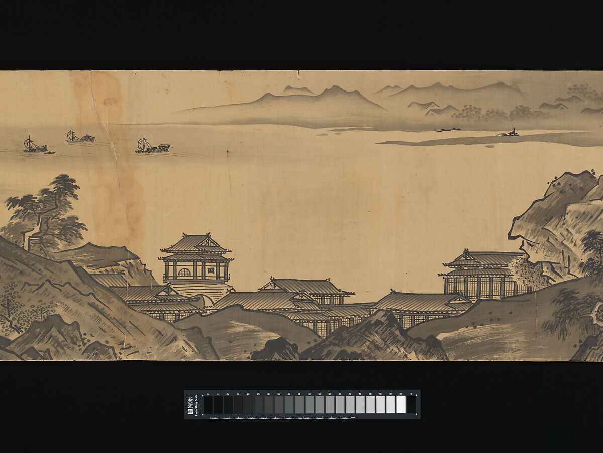 Landscape, Unkoku Tōban (Japanese, 1633–1724), Handscroll; ink on silk, Japan