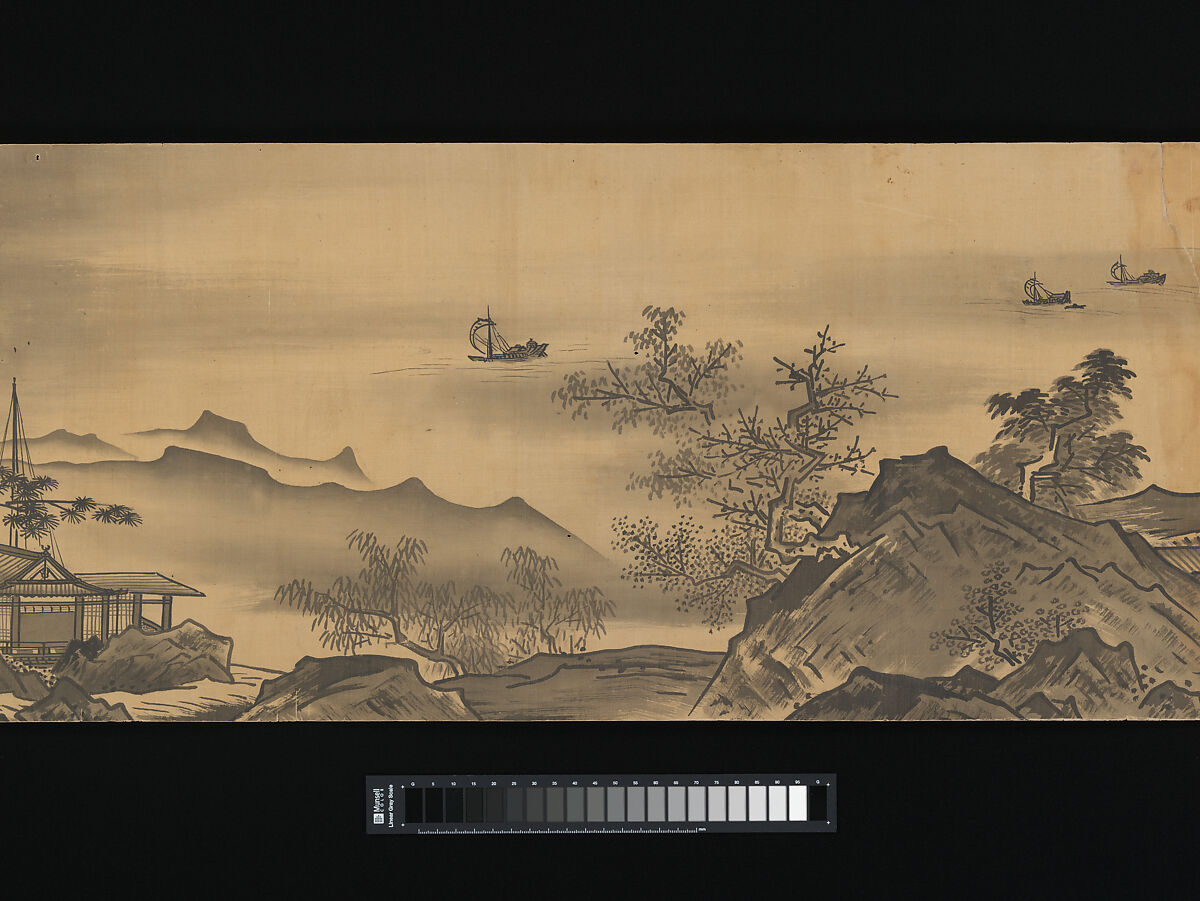 Landscape, Unkoku Tōban (Japanese, 1633–1724), Handscroll; ink on silk, Japan