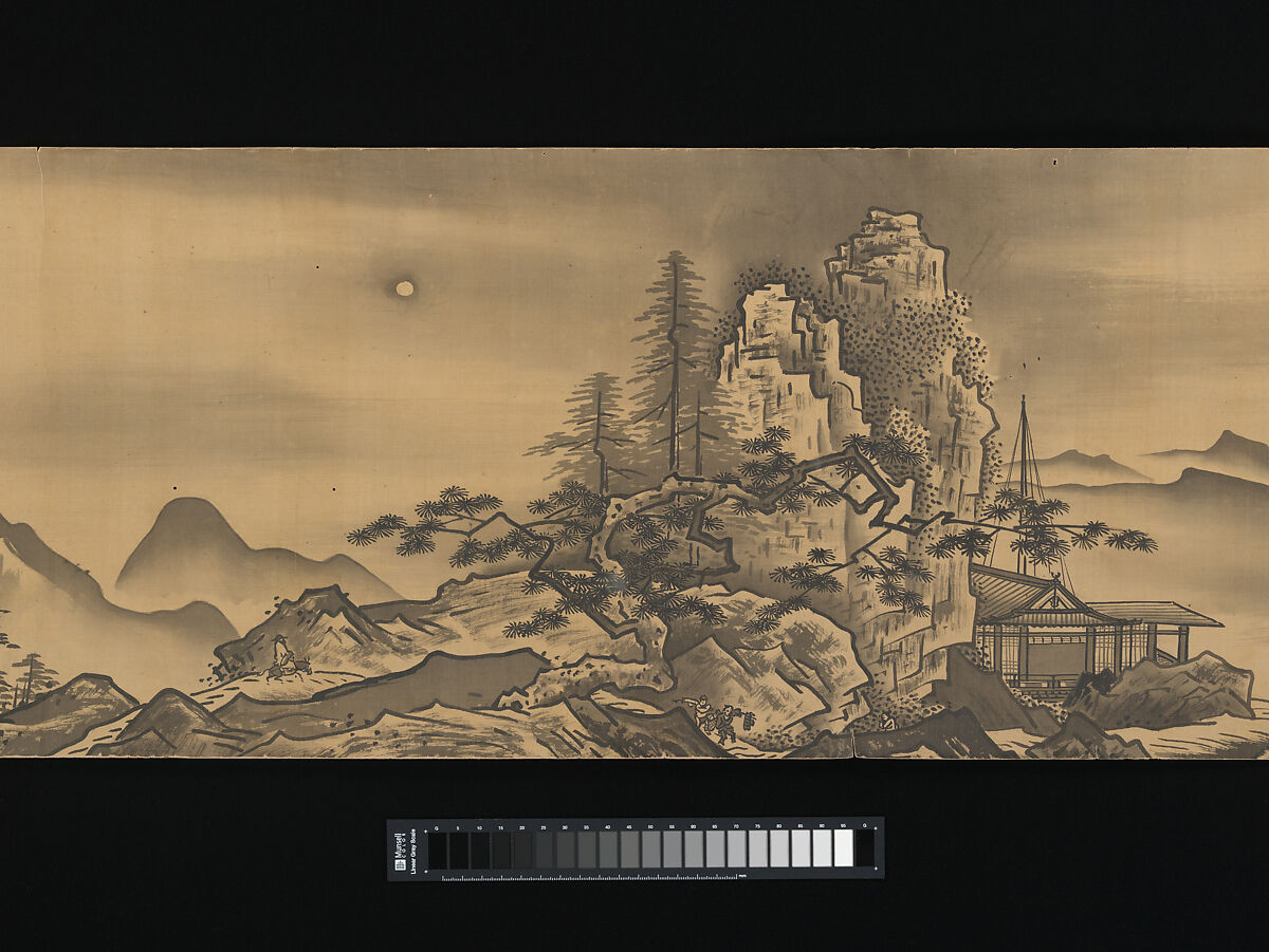 Landscape, Unkoku Tōban (Japanese, 1633–1724), Handscroll; ink on silk, Japan
