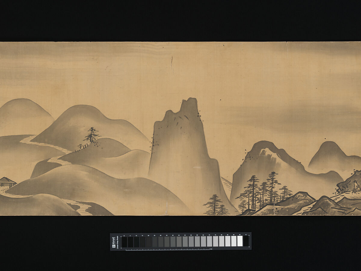 Landscape, Unkoku Tōban (Japanese, 1633–1724), Handscroll; ink on silk, Japan