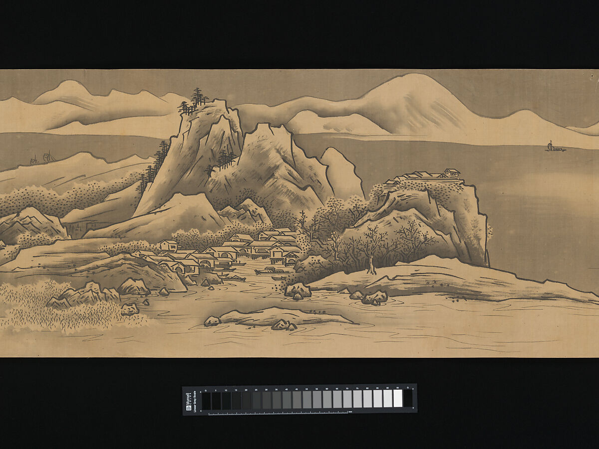 Landscape, Unkoku Tōban (Japanese, 1633–1724), Handscroll; ink on silk, Japan