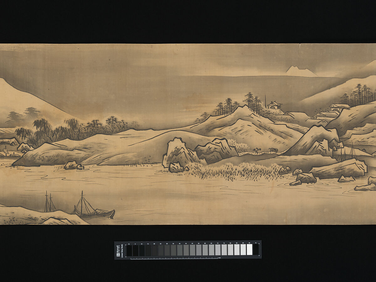 Landscape, Unkoku Tōban (Japanese, 1633–1724), Handscroll; ink on silk, Japan