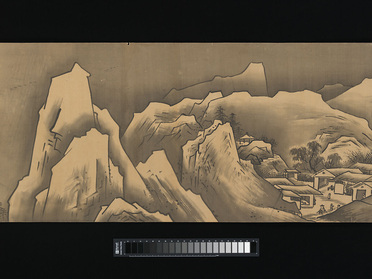 Landscape, Unkoku Tōban (Japanese, 1633–1724), Handscroll; ink on silk, Japan