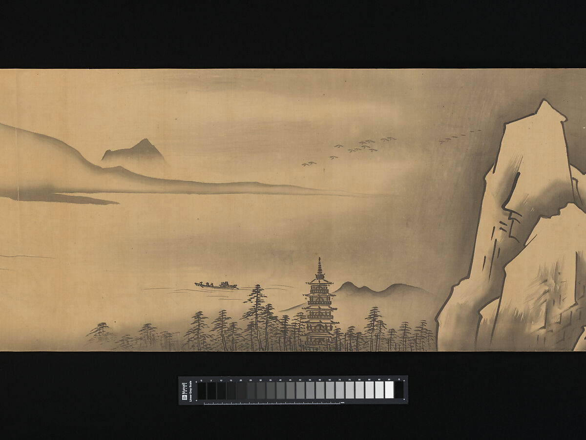 Landscape, Unkoku Tōban (Japanese, 1633–1724), Handscroll; ink on silk, Japan