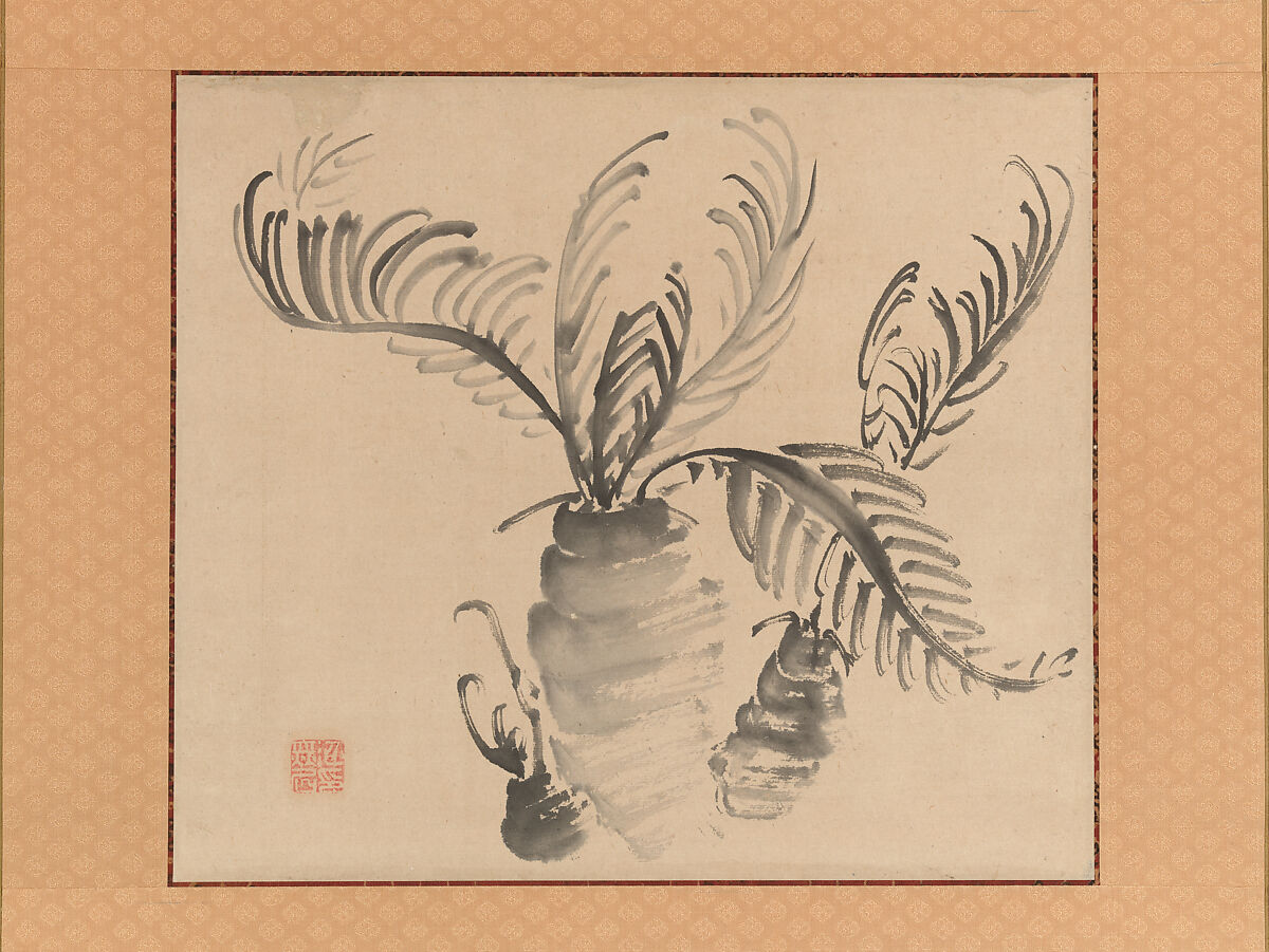 Cycad, Ike Taiga (Japanese, 1723–1776), Hanging scroll; ink on paper, Japan 