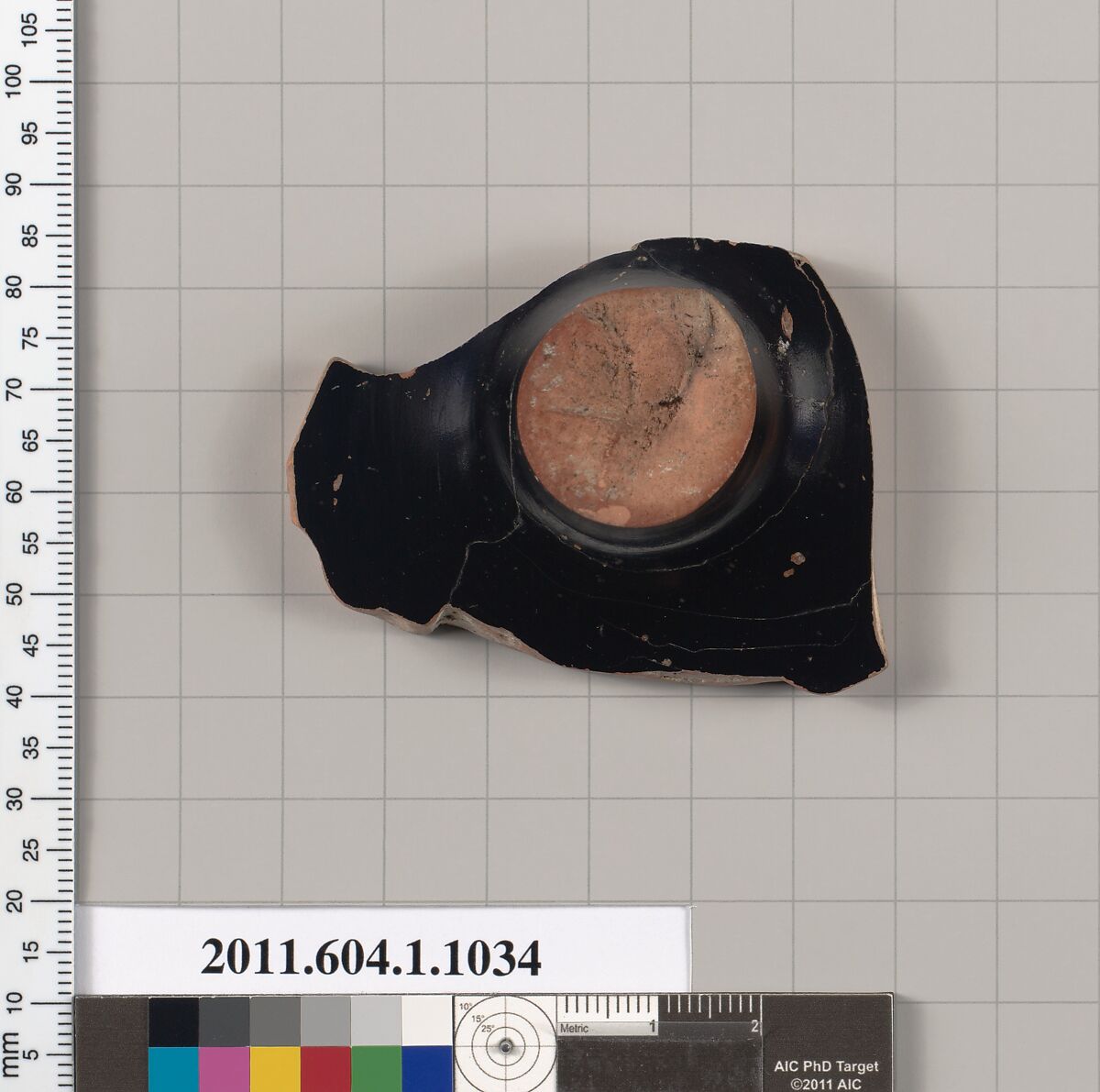 Terracotta fragment of a kylix (drinking cup), Terracotta, Greek, Attic