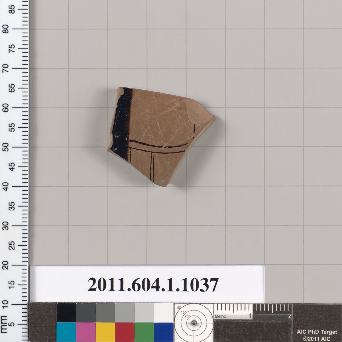 Terracotta fragment of a kylix (drinking cup), Terracotta, Greek, Attic