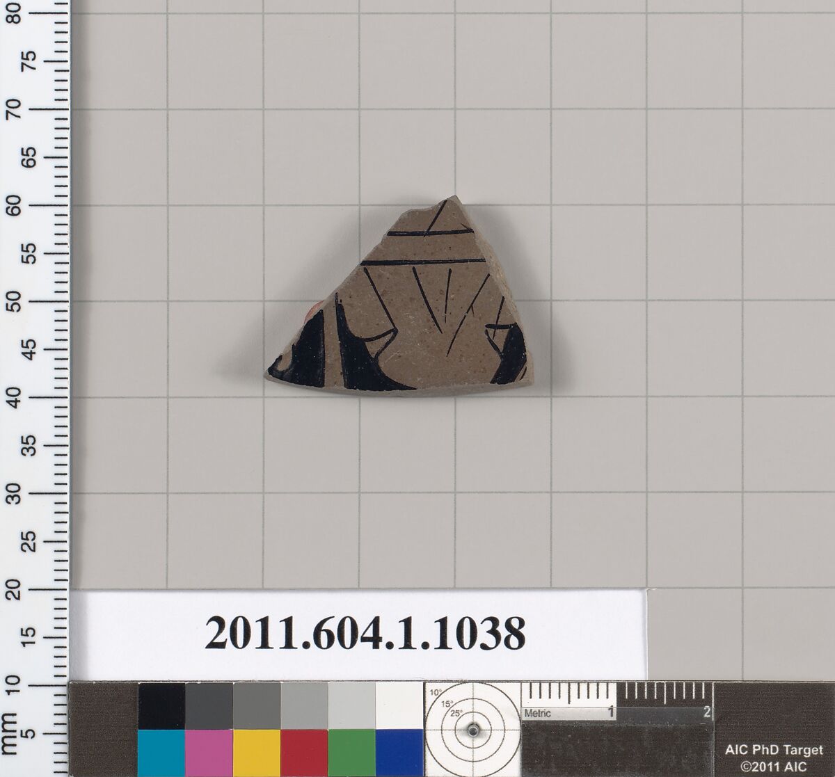 Terracotta fragment of a kylix (drinking cup), Terracotta, Greek, Attic 