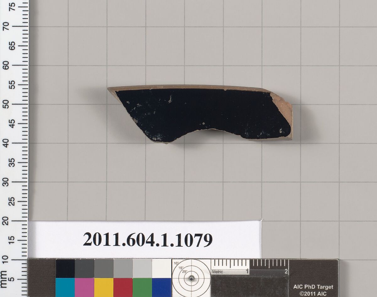 Terracotta rim fragment of a kylix (drinking cup), Terracotta, Greek, Attic