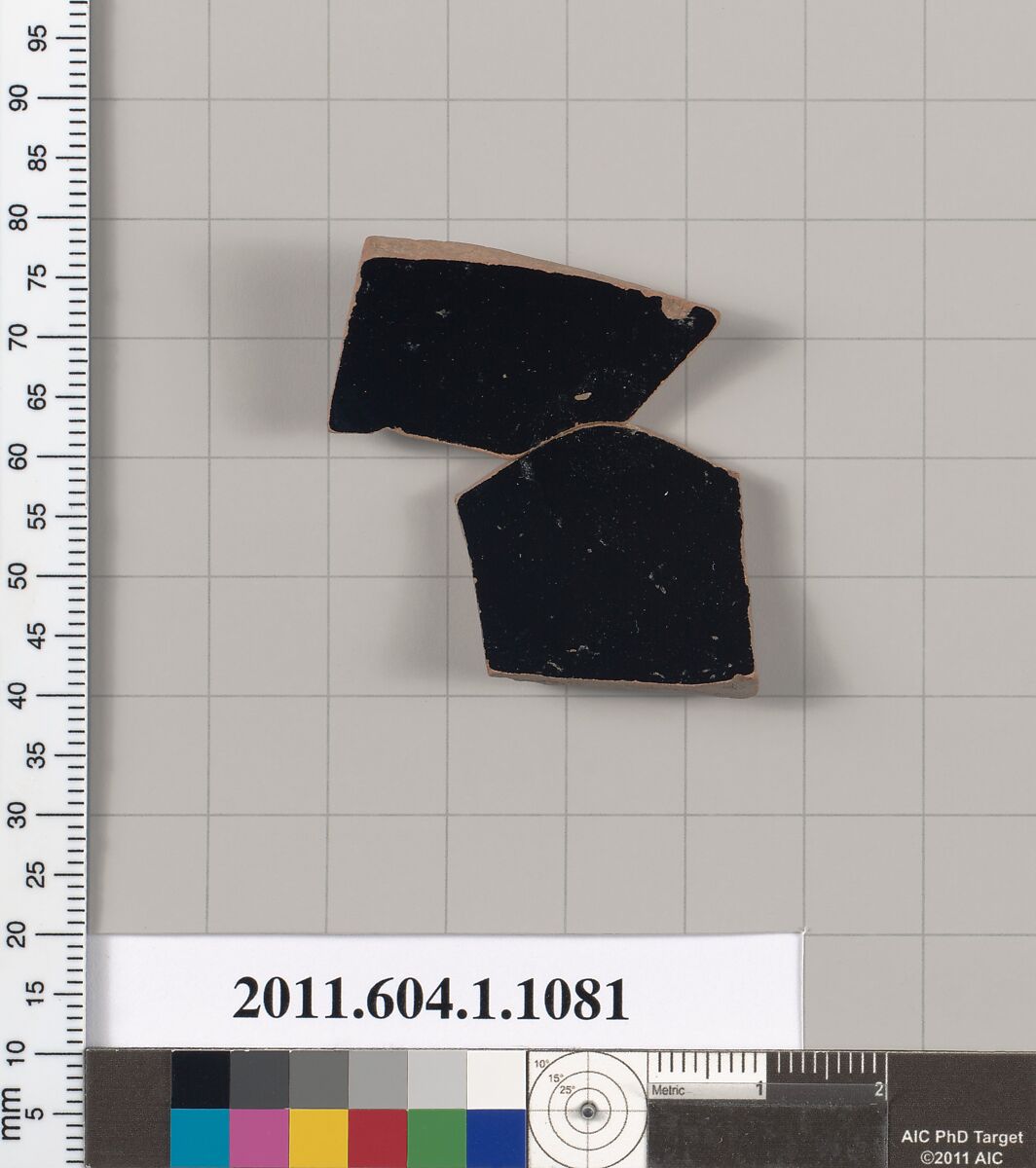 Terracotta fragment of a kylix (drinking cup), Terracotta, Greek, Attic