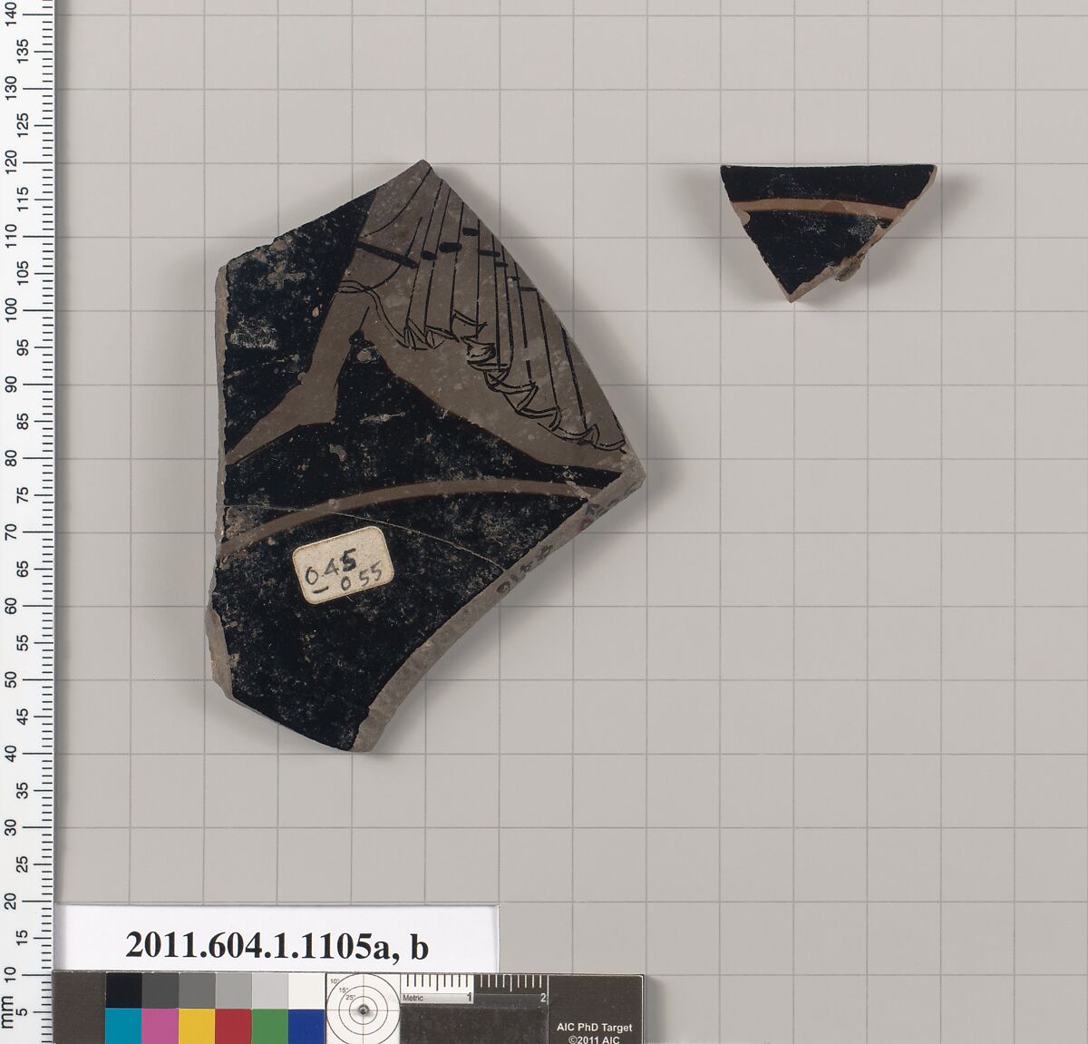 Terracotta fragments of a kylix (drinking cup), Terracotta, Greek, Attic