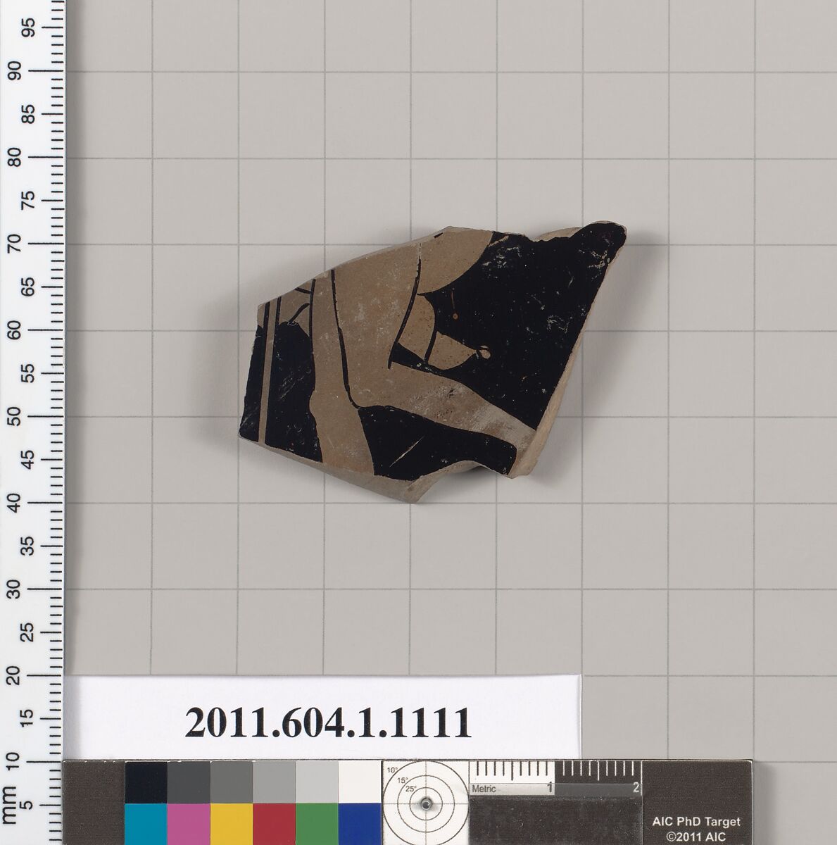 Terracotta fragment of a kylix (drinking cup), Terracotta, Greek, Attic