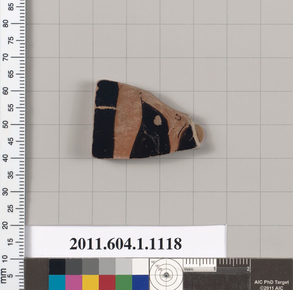 Terracotta fragment of a kylix (drinking cup), Terracotta, Greek, Attic