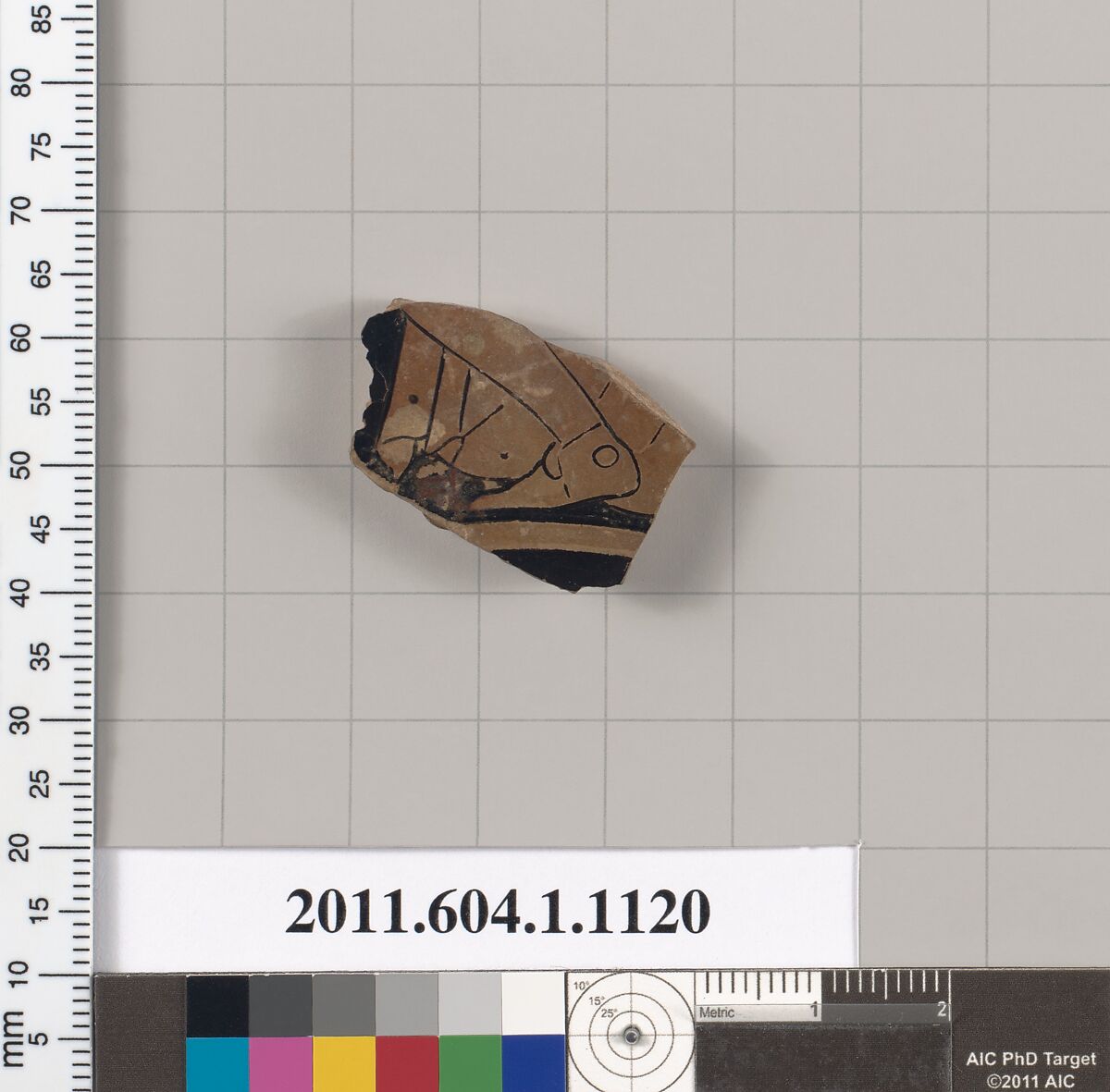 Terracotta fragment of a kylix (drinking cup), Terracotta, Greek, Attic