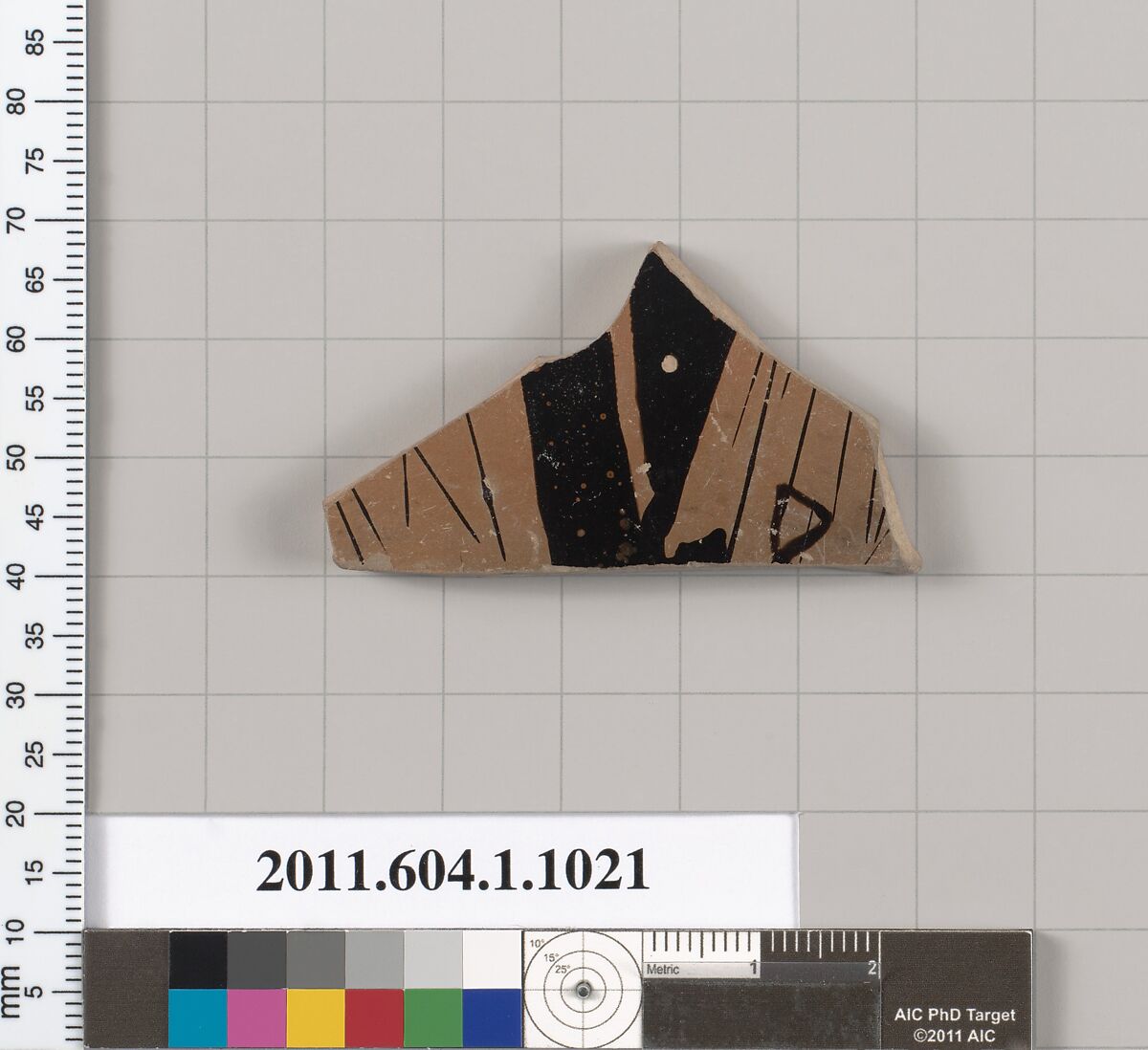 Terracotta fragment of a kylix (drinking cup), Terracotta, Greek, Attic