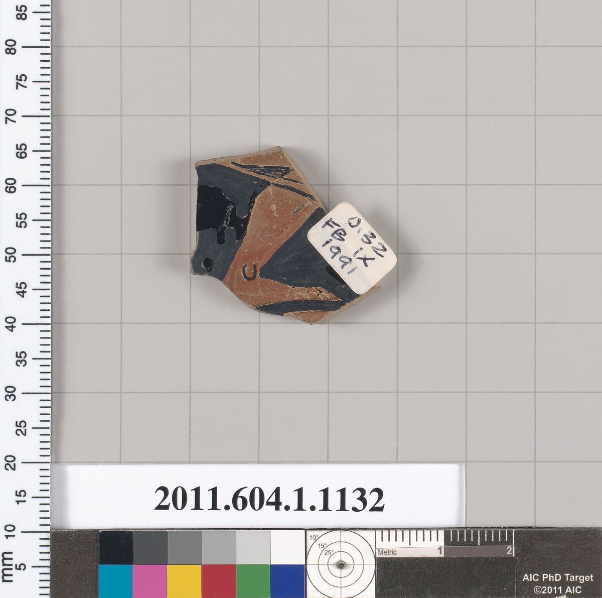Terracotta fragment of a kylix (drinking cup), Terracotta, Greek, Attic