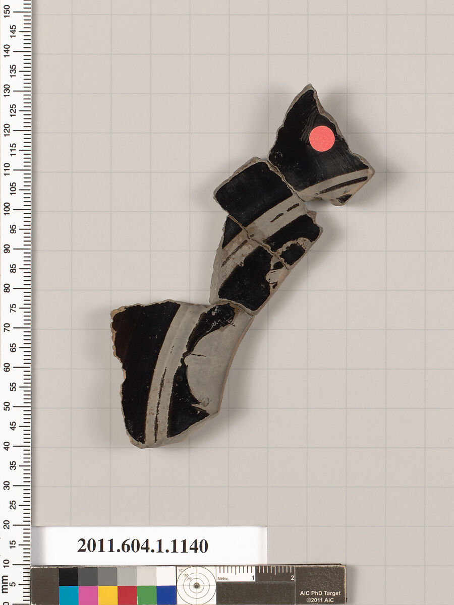 Terracotta fragment of a kylix (drinking cup), Terracotta, Greek, Attic