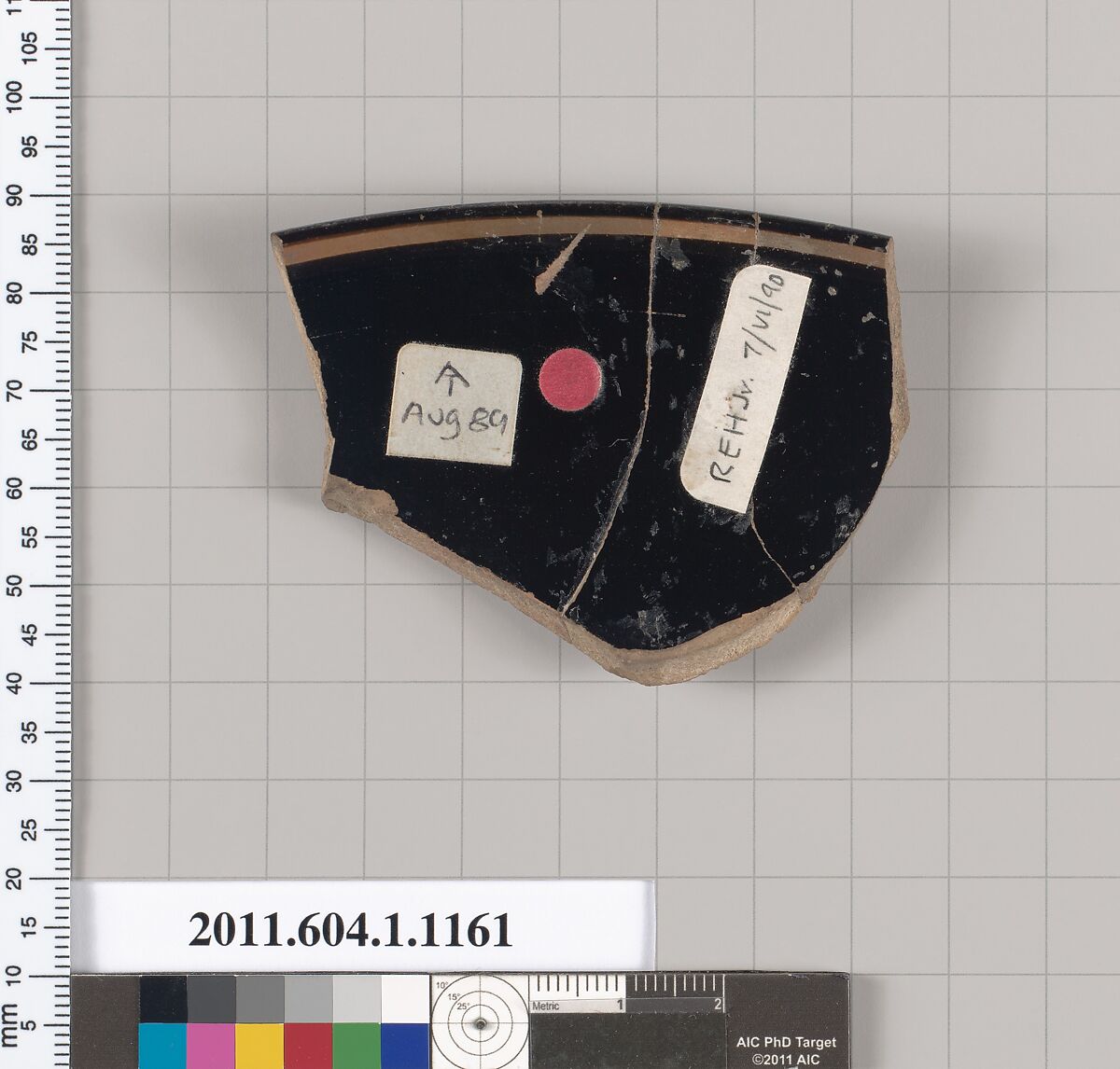 Terracotta rim fragment of a kylix (drinking cup), Terracotta, Greek, Attic