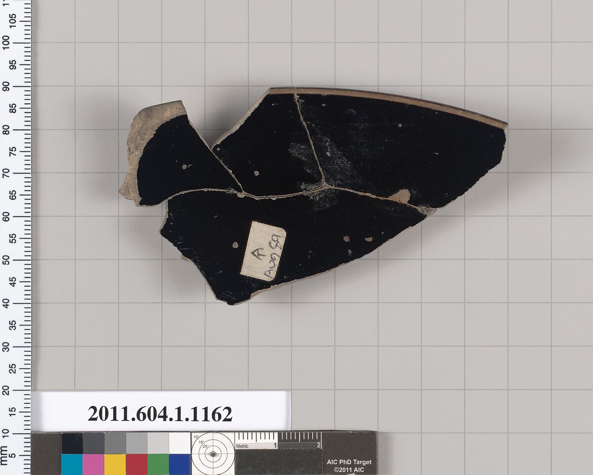 Terracotta rim fragment of a kylix (drinking cup), Terracotta, Greek, Attic