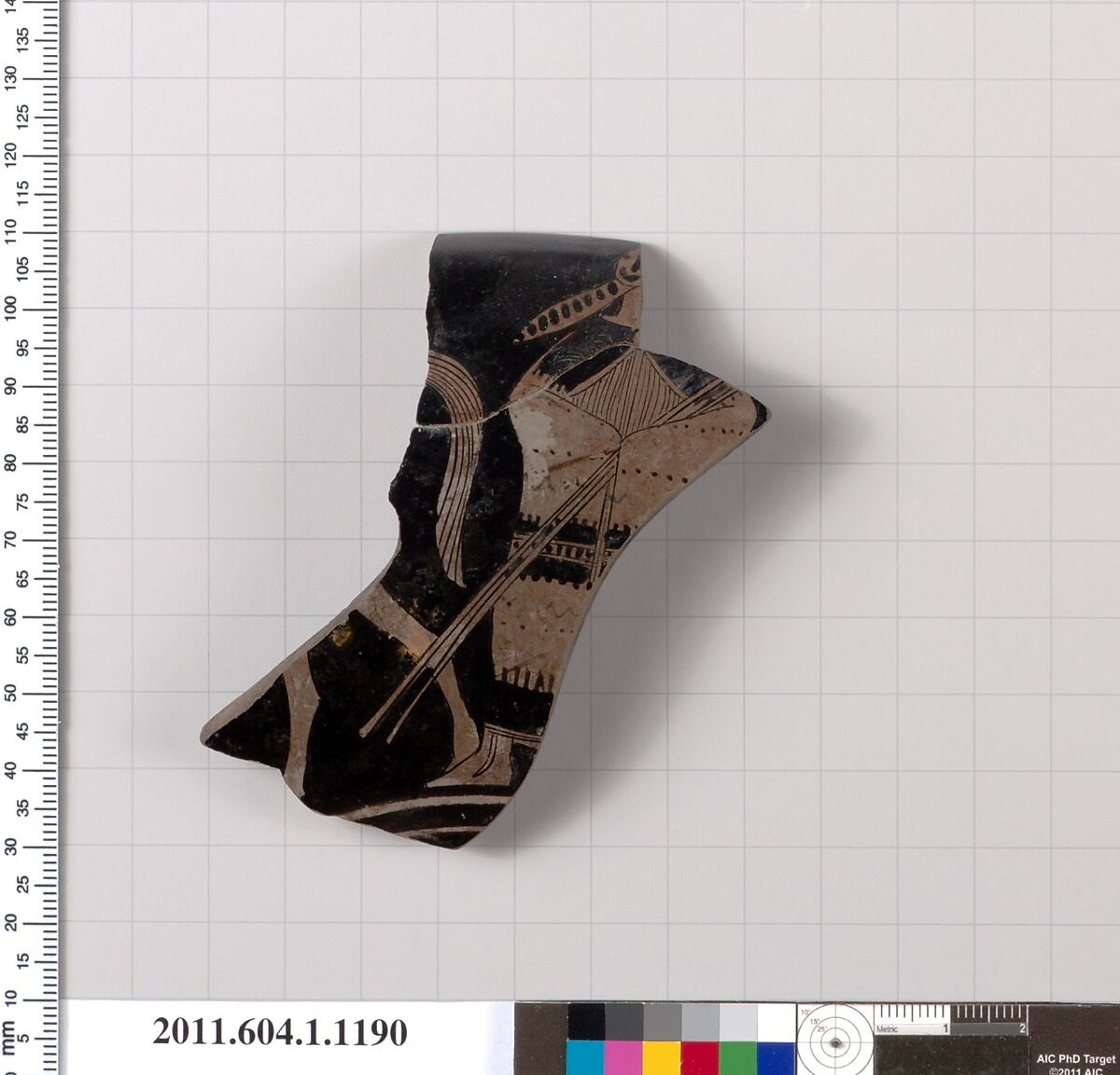 Terracotta rim fragment of a kylix (drinking cup), Terracotta, Greek, Attic
