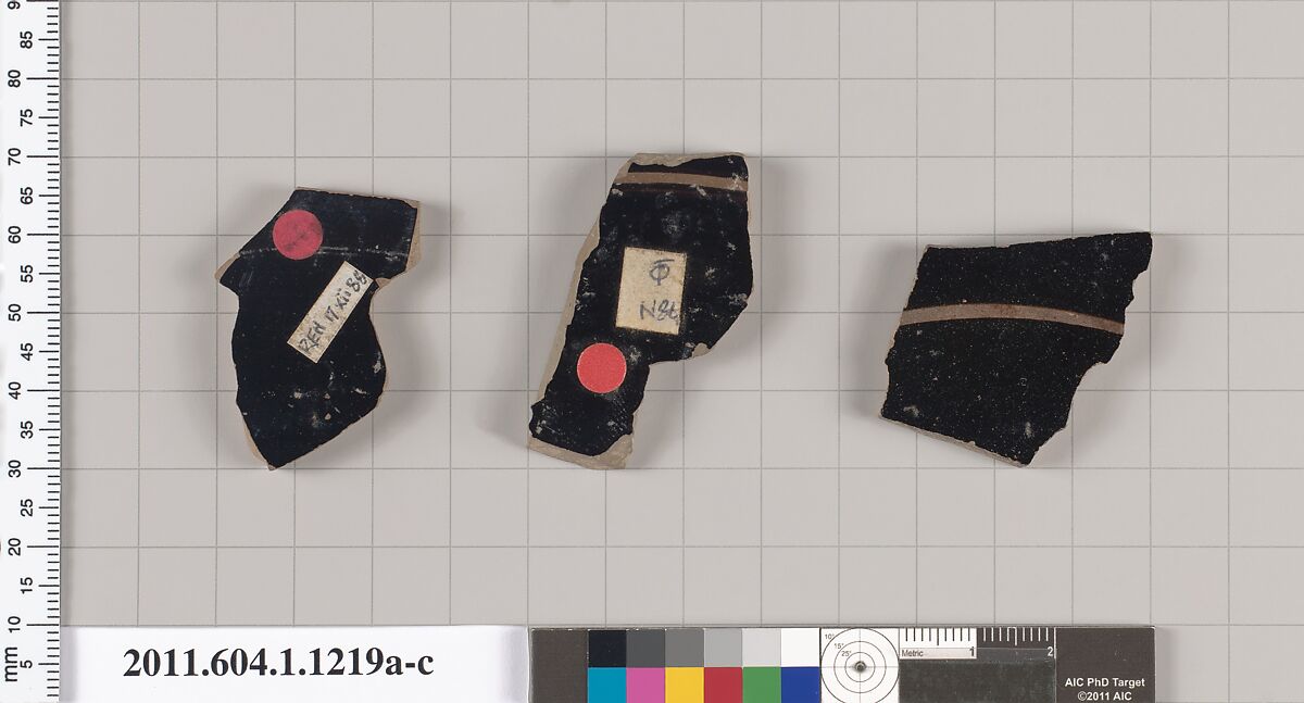 Terracotta fragments of kylikes (drinking cups), Terracotta, Greek, Attic
