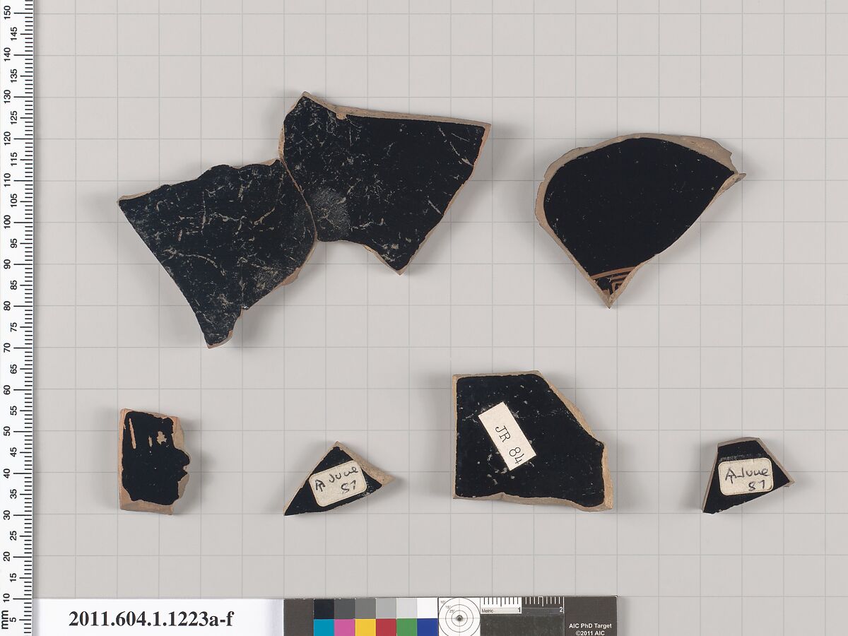 Terracotta fragments of kylikes (drinking cups), Terracotta, Greek, Attic