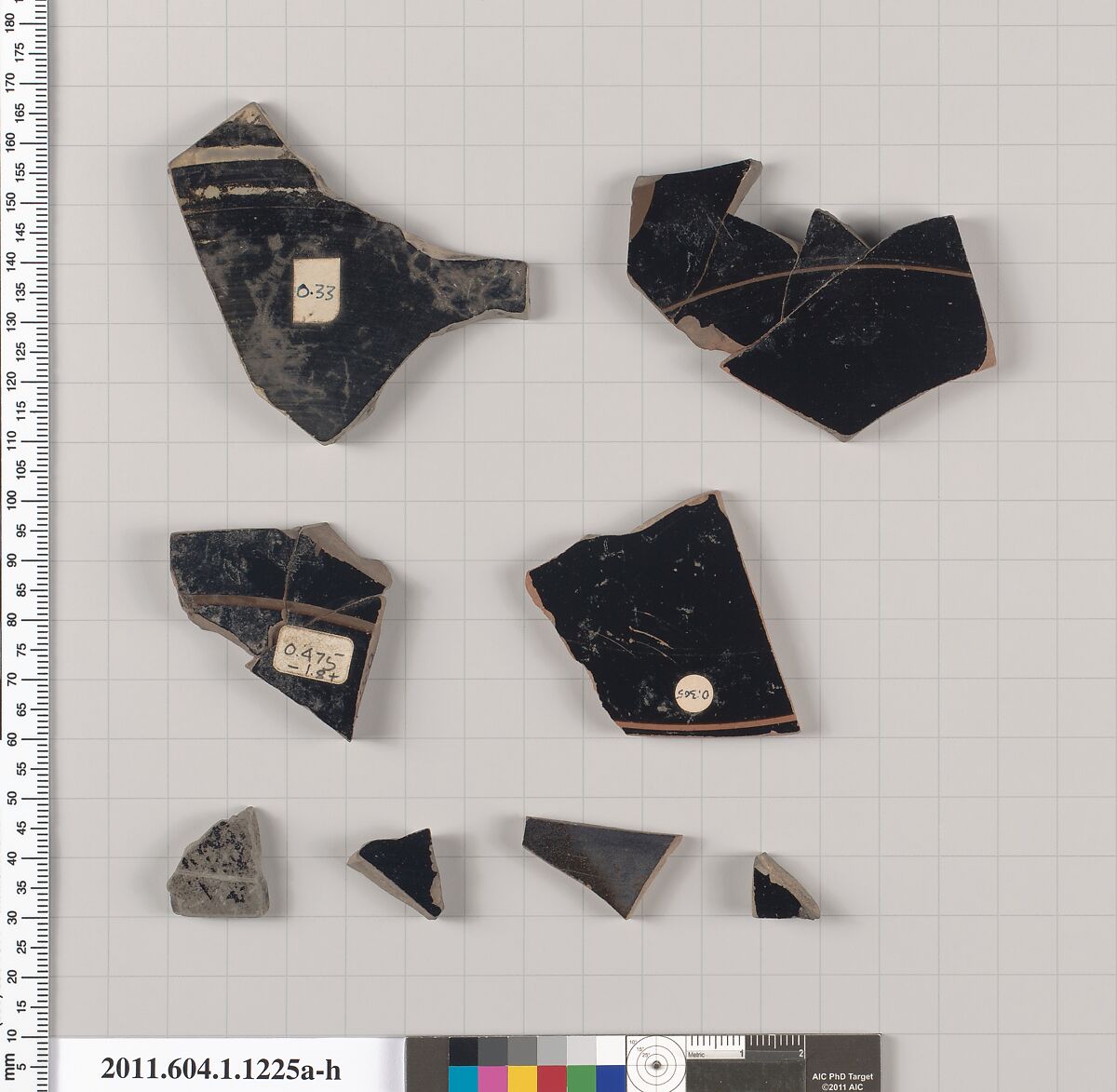 Terracotta fragments of kylikes (drinking cups), Terracotta, Greek, Attic