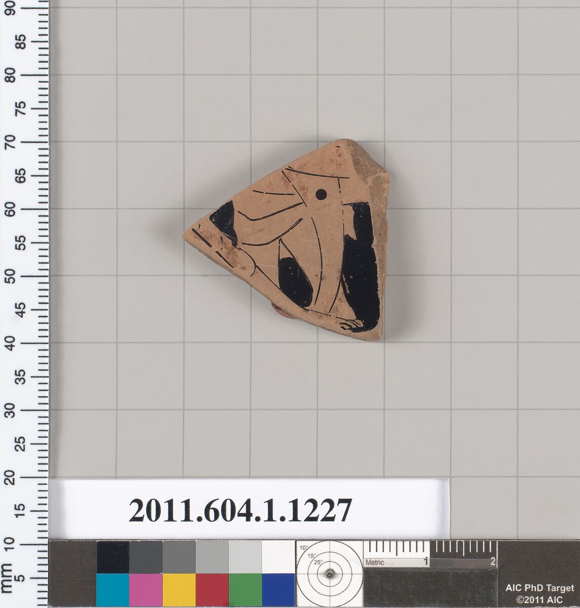 Terracotta fragment of a kylix (drinking cup), Terracotta, Greek, Attic