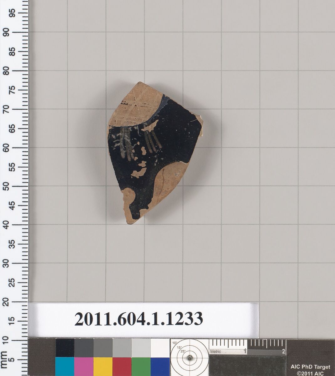 Terracotta fragment of a kylix (drinking cup), Terracotta, Greek, Attic