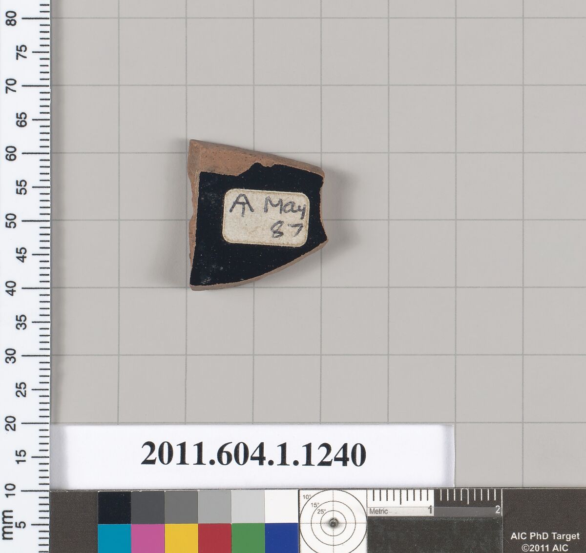 Terracotta fragment of a kylix (drinking cup), Terracotta, Greek, Attic