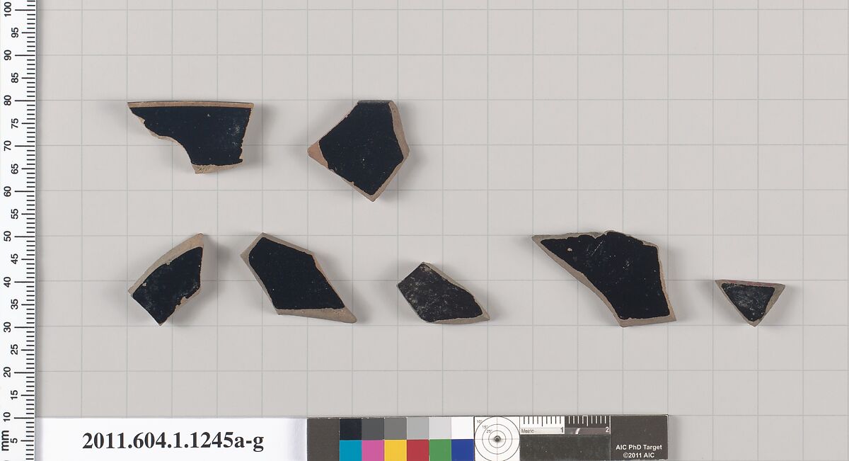 Terracotta fragments of kylikes (drinking cups), Terracotta, Greek, Attic