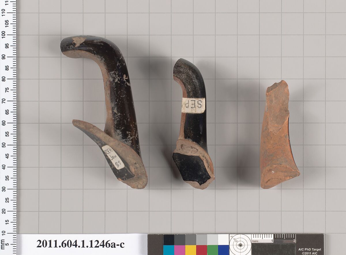 Terracotta fragments of kylikes (drinking cups), Terracotta, Greek, Attic