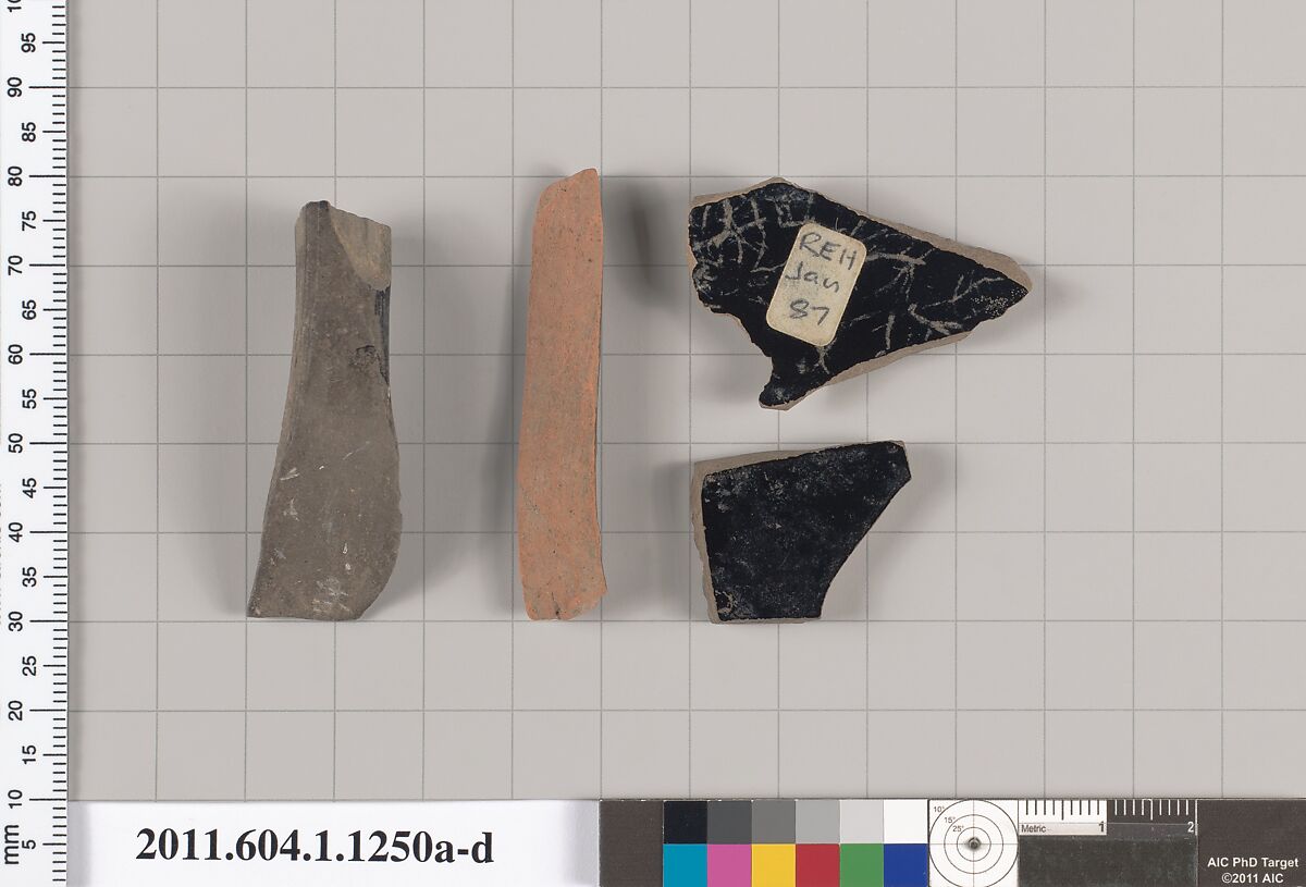 Terracotta fragments of kylikes (drinking cups), Terracotta, Greek, Attic