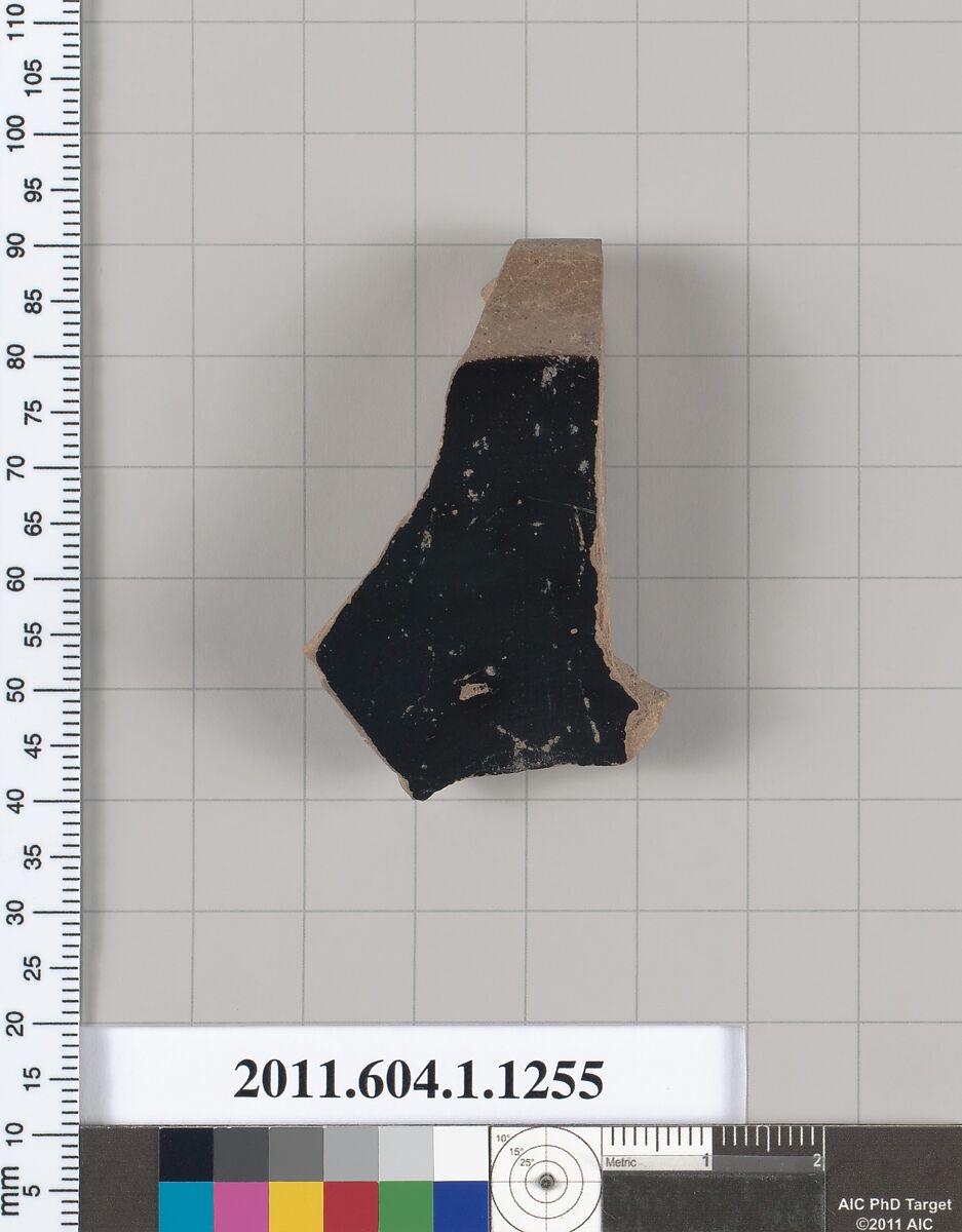 Terracotta fragment of a kylix (drinking cup), Terracotta, Greek, Attic