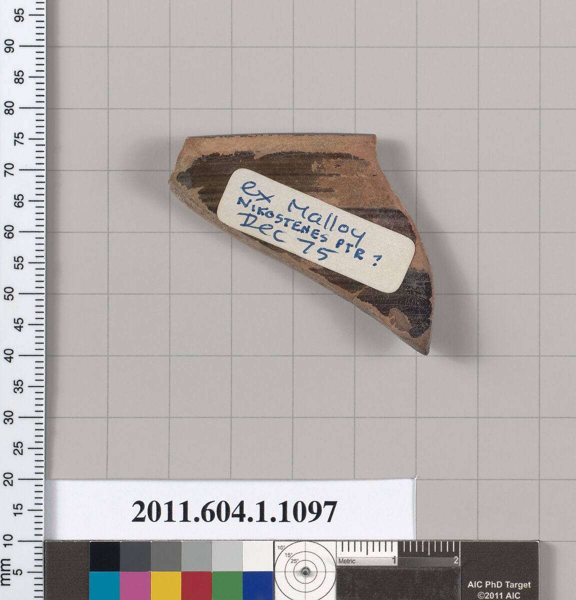 Terracotta rim fragment of a kylix (drinking cup), Attributed to the Nikosthenes Painter ? [DvB], Terracotta, Greek, Attic