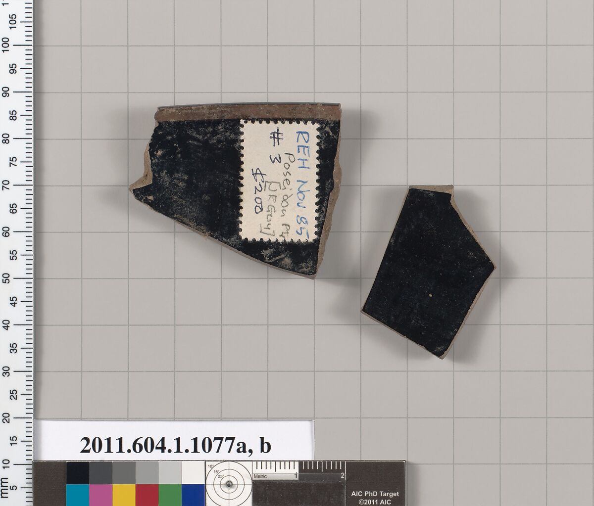 Terracotta rim fragments of a kylix (drinking cup), Attributed to the Poseidon Painter [Robert Guy], Terracotta, Greek, Attic